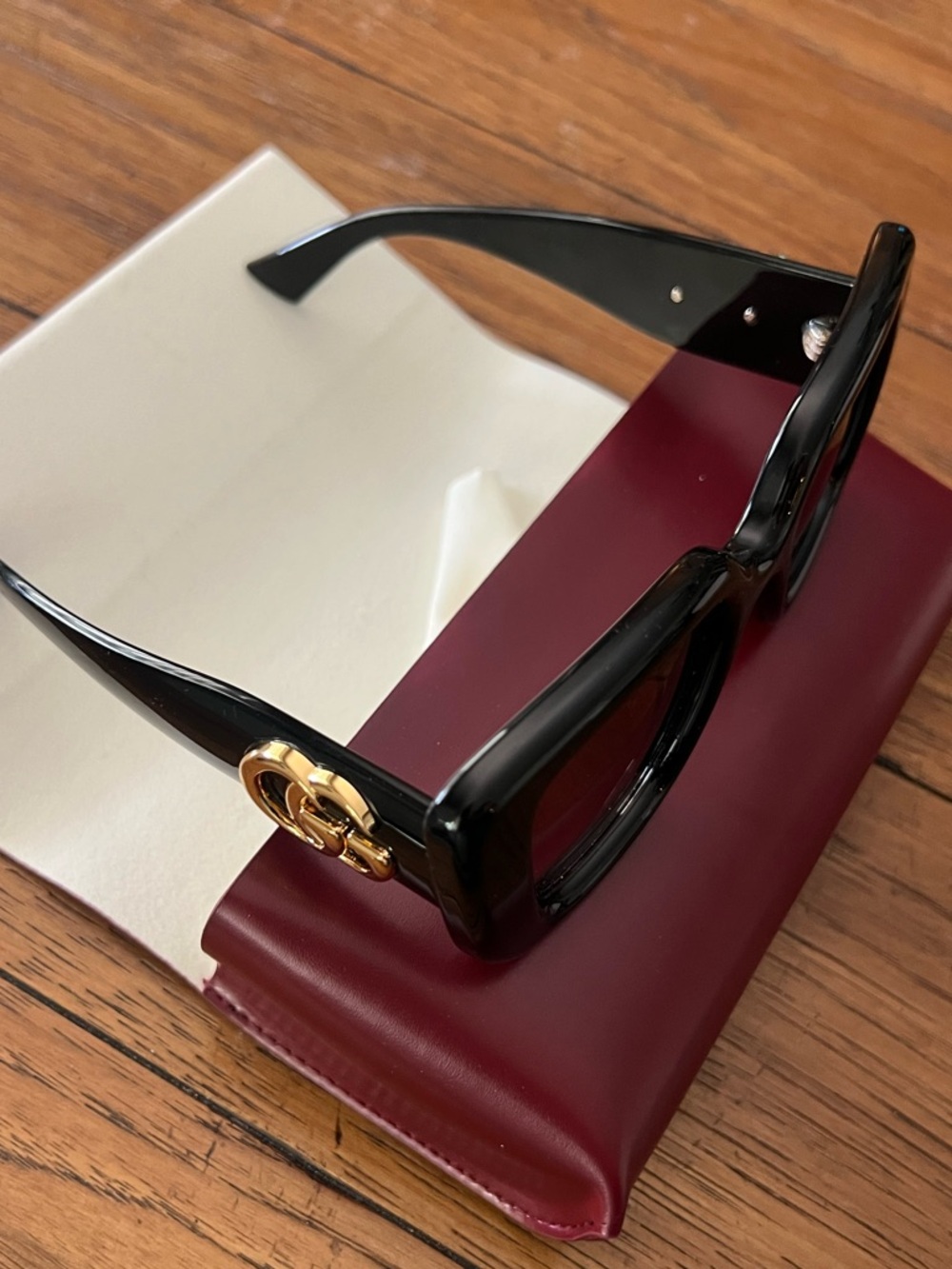 Gucci Black BUTTERFLY GOLD GG SUNGLASSES  50mm NEW $560 - Picture 11 of 14
